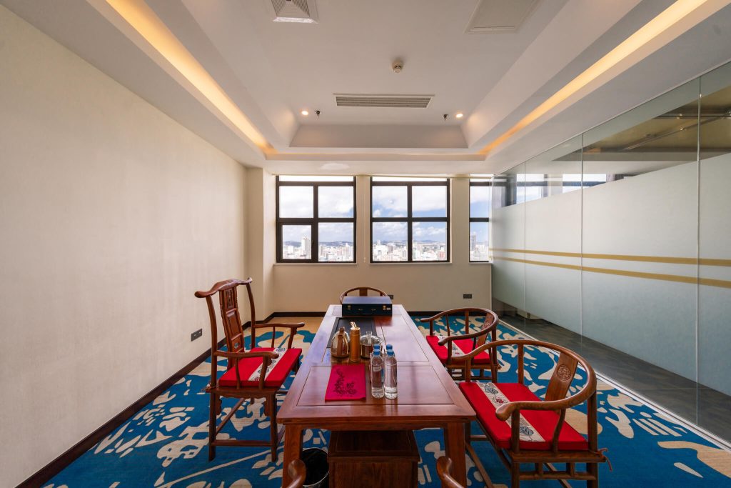 Elegant tea table setting at Royal Legend room, Legend Hotel & Resort Sihanoukville.